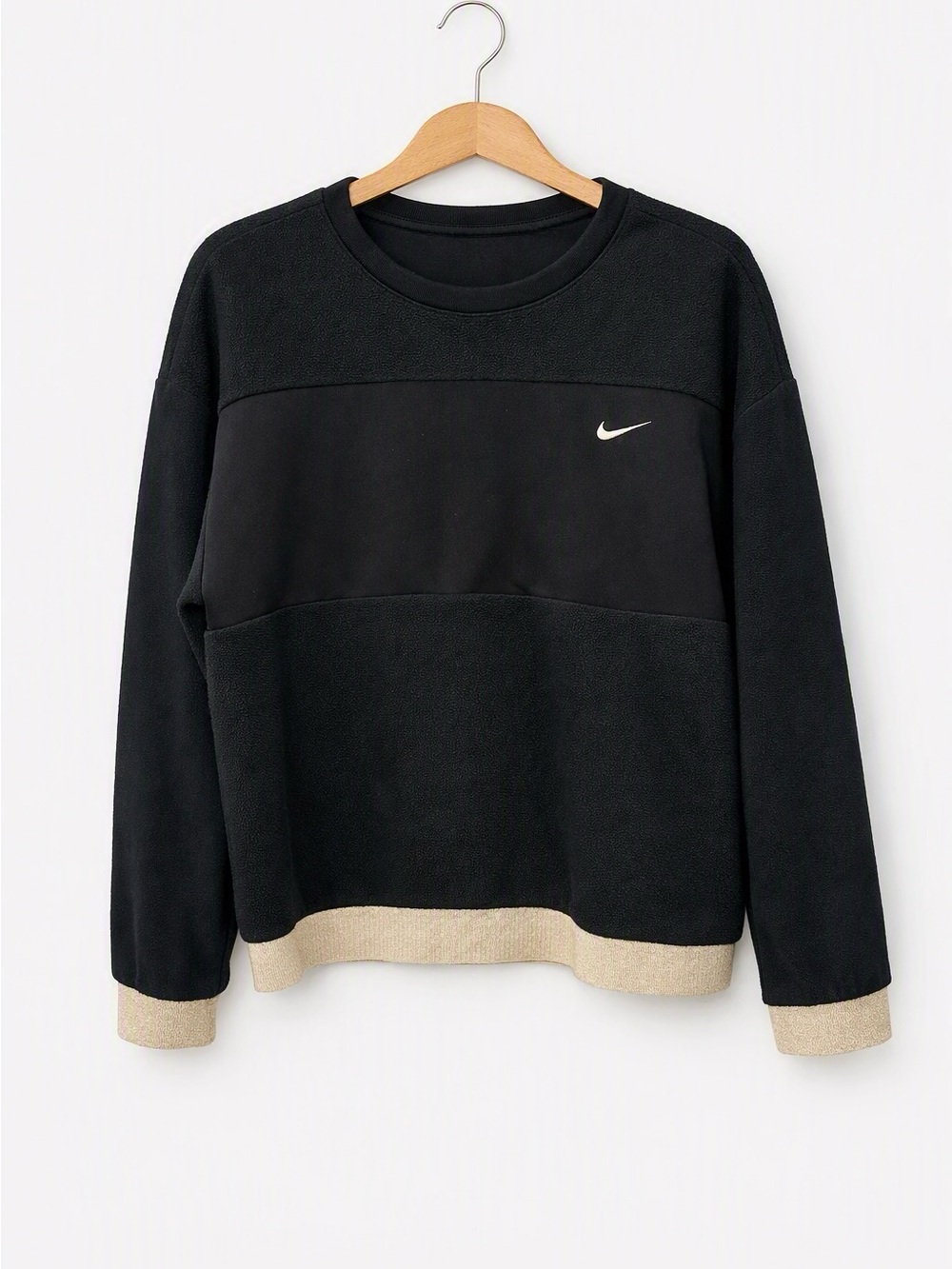 Nike Women’s Black Crewneck Pullover with Gold Hem